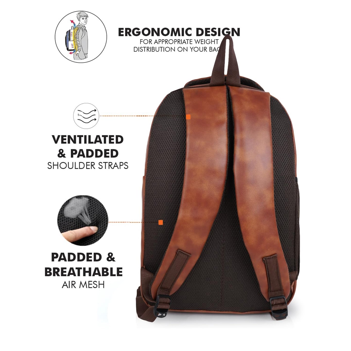 Skyland Leather Classic 32 Litre Laptop Travel Office College School Daytrip Backpack For Unisex