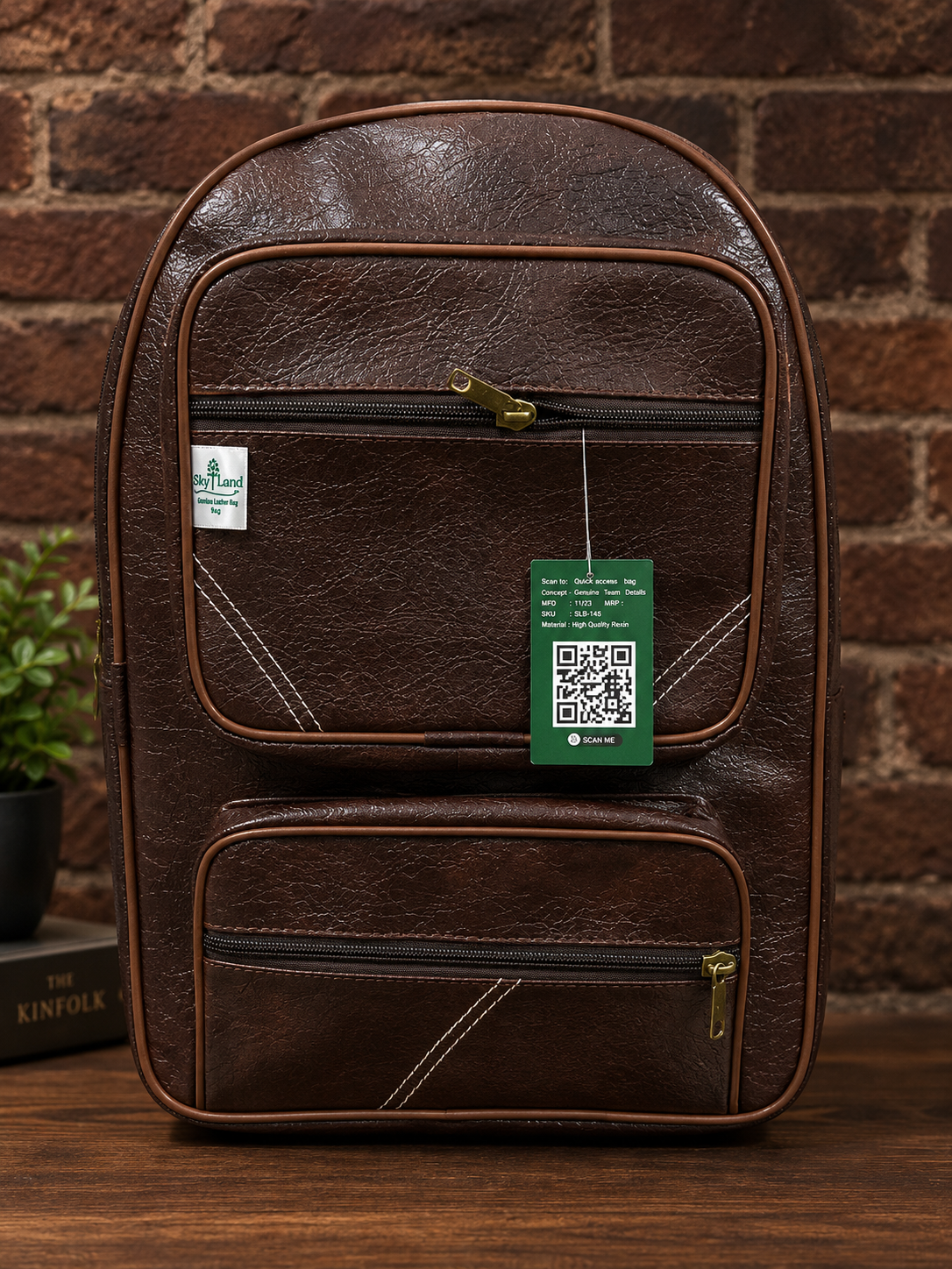 Skylan Leather 18 cms Brown Laptop Backpack