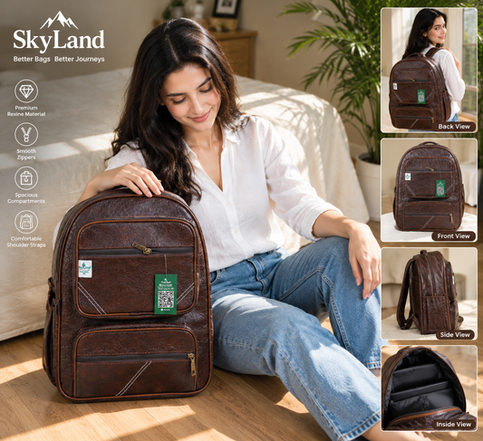 Skylan Leather 18 cms Brown Laptop Backpack