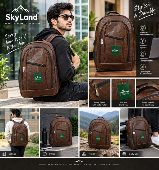 Skyland Leather Backpack Travling  Bag