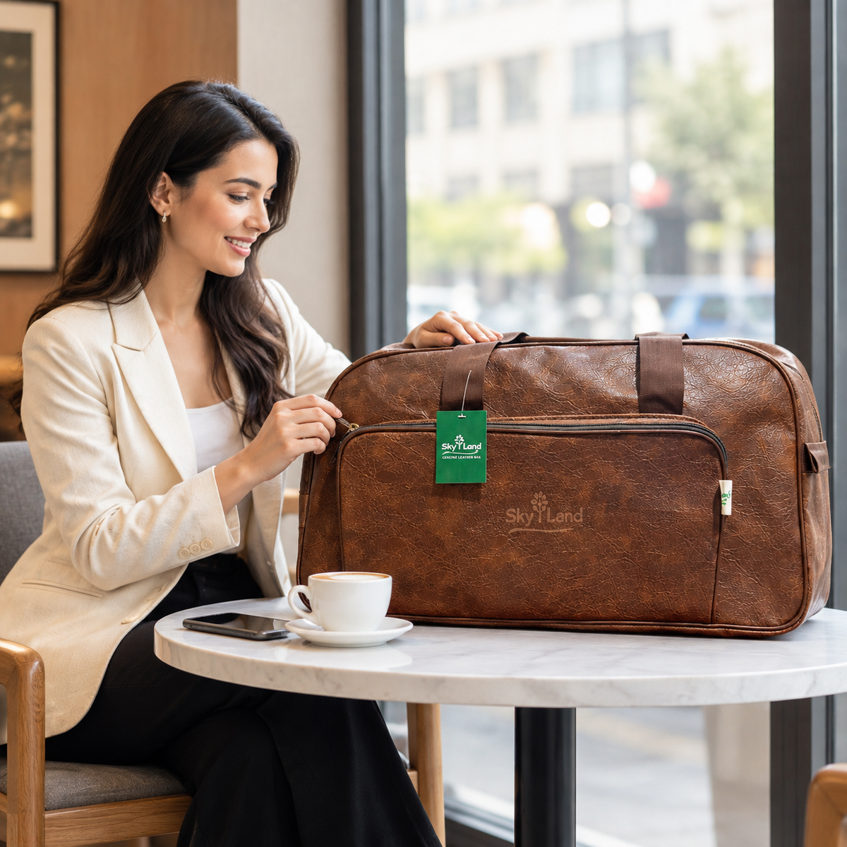 Skyland Duffle Brown leather Bag